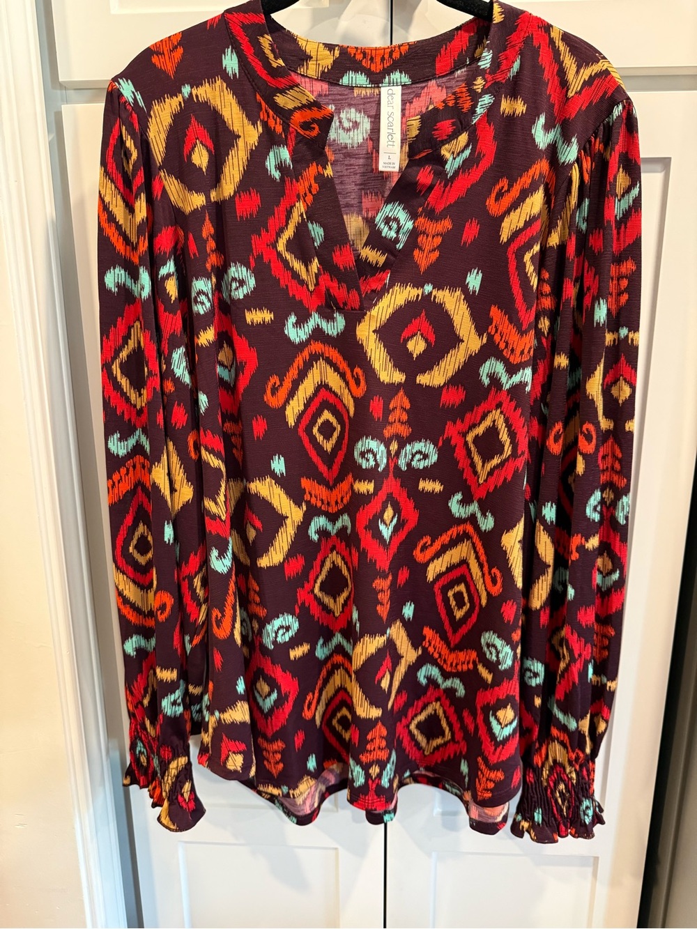 Dear Scarlet Long Smock Sleeve Lizzy Top Size Large New Without Tags